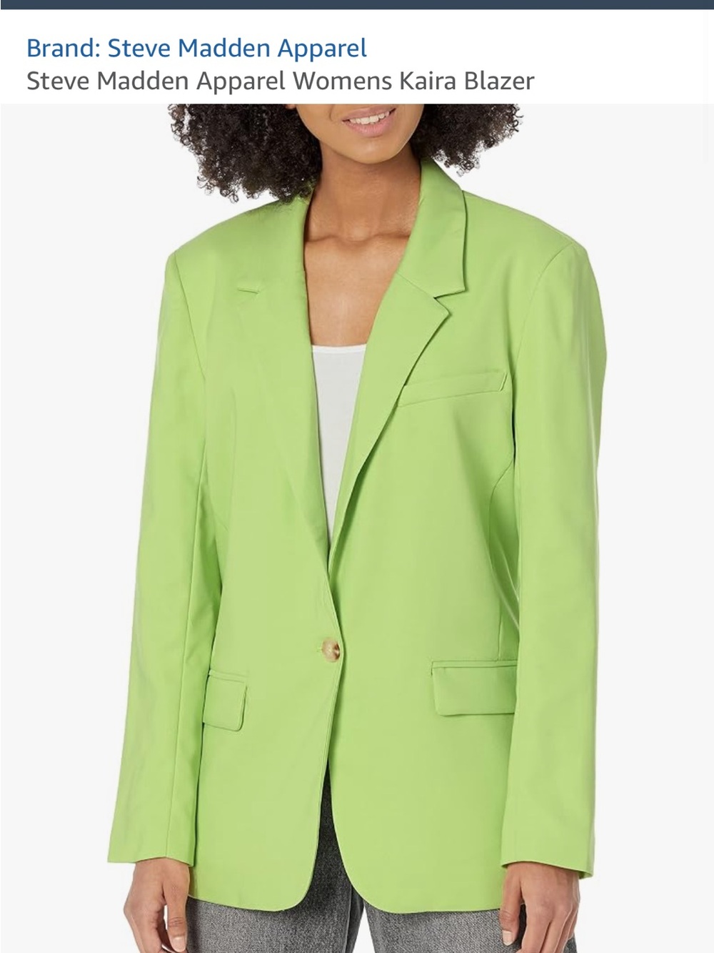 Steve Madden Lime Green Single-Button Blazer